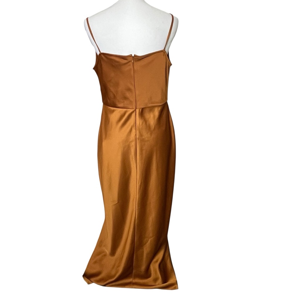 Sachin‎ & Babi Cali Satin Dress Women’s Size 10 Bronze Slip Midi Evening Formal - Picture 4 of 7